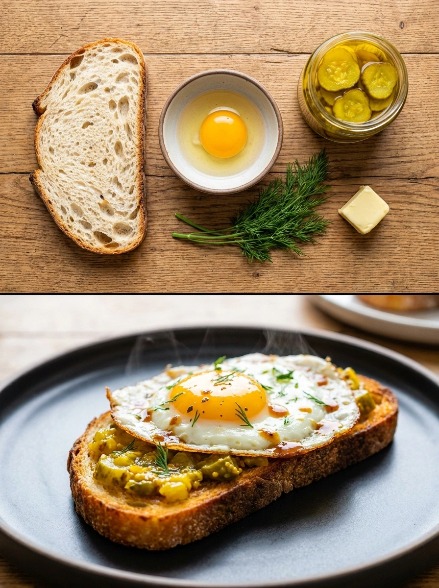 Mustard Pickle Fried Egg Toast